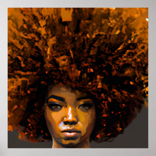 Poster Auburn Queen Orange Brown Hair Black Melanin Afro