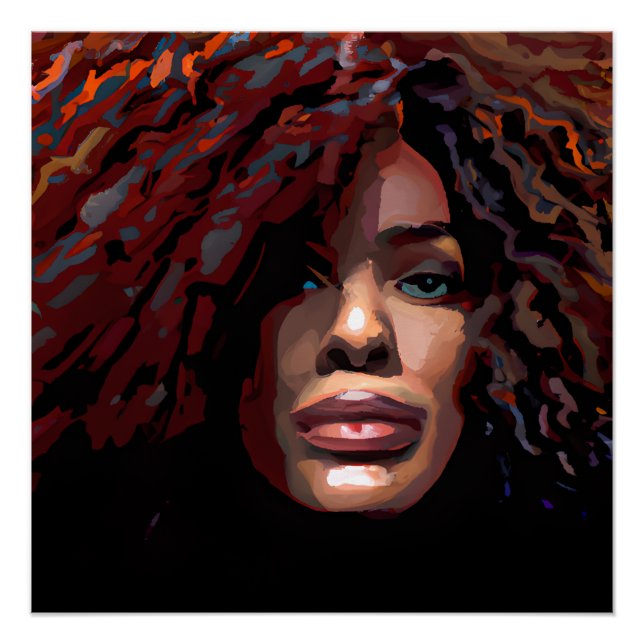 Póster Auburn Queen Orange Brown Hair Black Melanin Afro (Frente)