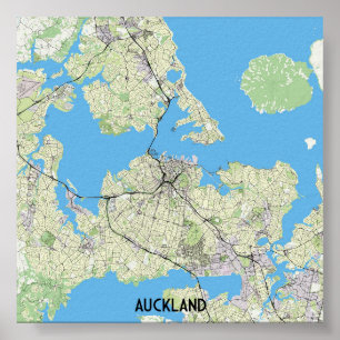 Poster Auckland, mapa da Nova Zelândia