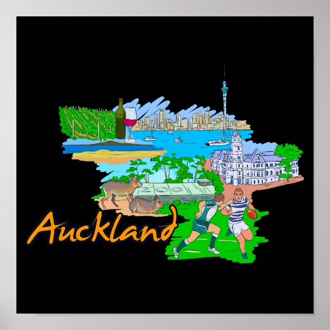 Póster Auckland - Nova Zelândia (Frente)
