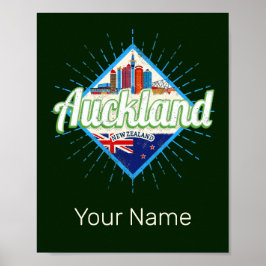 Poster Auckland Nova Zelândia retro skyline vintage
