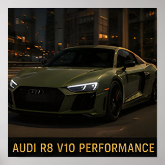 Poster Audi R8 V10 Performance Supercarro Alemão Moderno