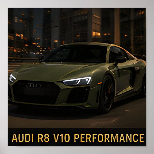 Poster Audi R8 V10 Performance Supercarro Alemão Moderno (Frente)