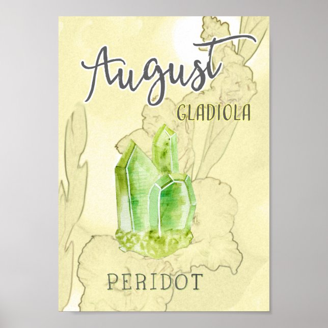 Poster August Birthday Flower e Birthstone (Frente)