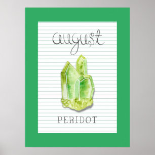 Poster August Birthstone Peridot 18x24 Trabalho de arte
