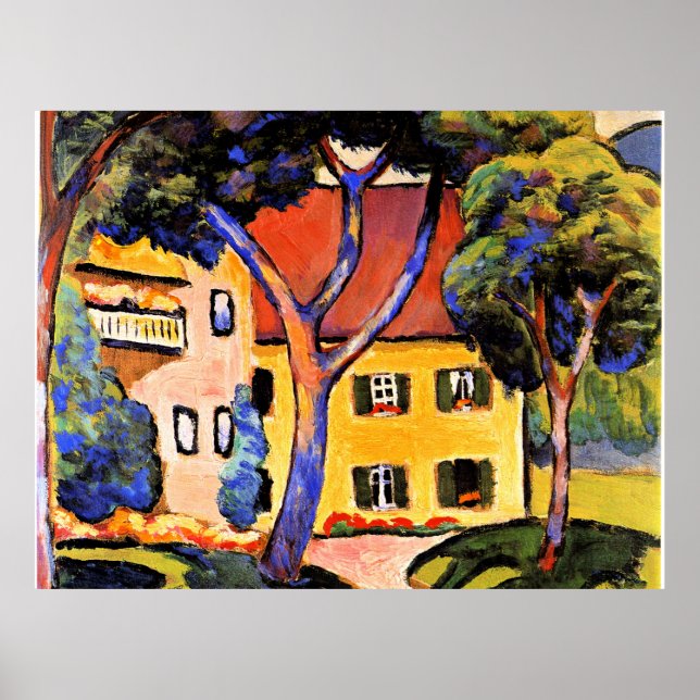 Poster August Macke art, House in a Landscape (Frente)