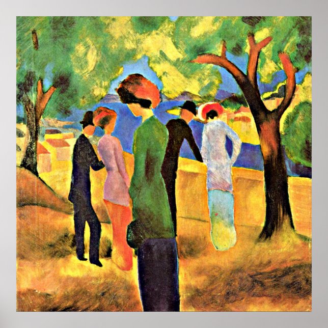 Poster August Macke art: Mulher numa Jaqueta Verde, (Frente)