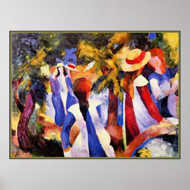 Poster August Macke art, Rapariga no Greenery (Frente)