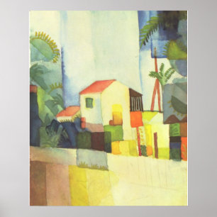 Póster August Macke - casa brilhante de Helles Haus 1914