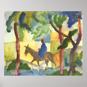 Póster August Macke - cavaleiro do asno Eselreiter 1914