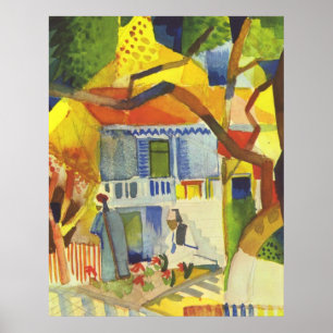 Póster August Macke - corte interna da casa de campo 1914