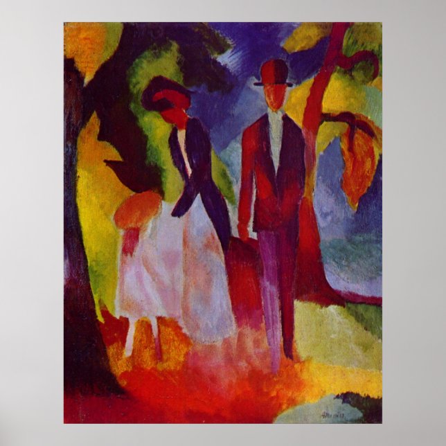 Póster August Macke - Leute am blauen Ver 1913 @ Blue Sea (Frente)