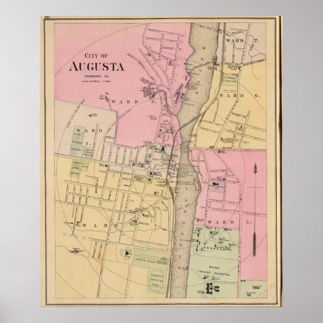 Poster Augusta, Condado de Kennebec (Frente)