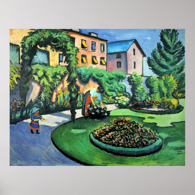 Poster Auguste Macke - Imagem do Jardim, pintura popular, (Frente)