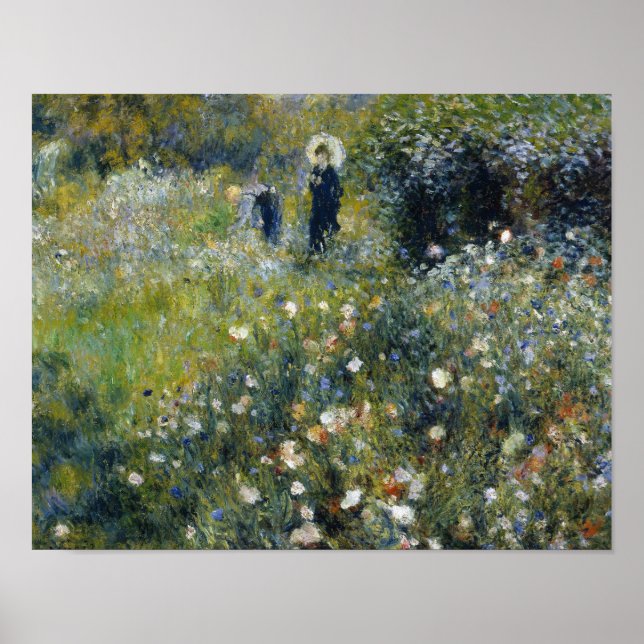 Póster Auguste Renoir - Mulher com Parasol num Jardim (Frente)