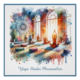 Póster Aula de Yoga Zen Espiritualidade Mindfulness Aquar