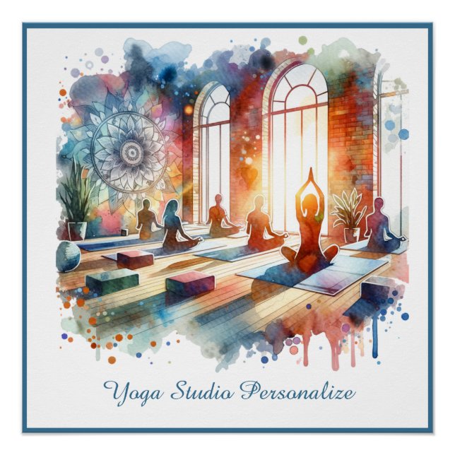 Póster Aula de Yoga Zen Espiritualidade Mindfulness Aquar (Frente)