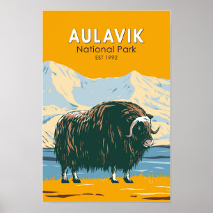 Poster Aulavik National Park Canada Muskox Vintage