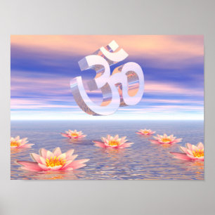 Poster Aum - OM em cima dos waterlilies - 3D rende
