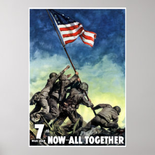 Poster Aumentando a bandeira em Iwo Jima -- Beira