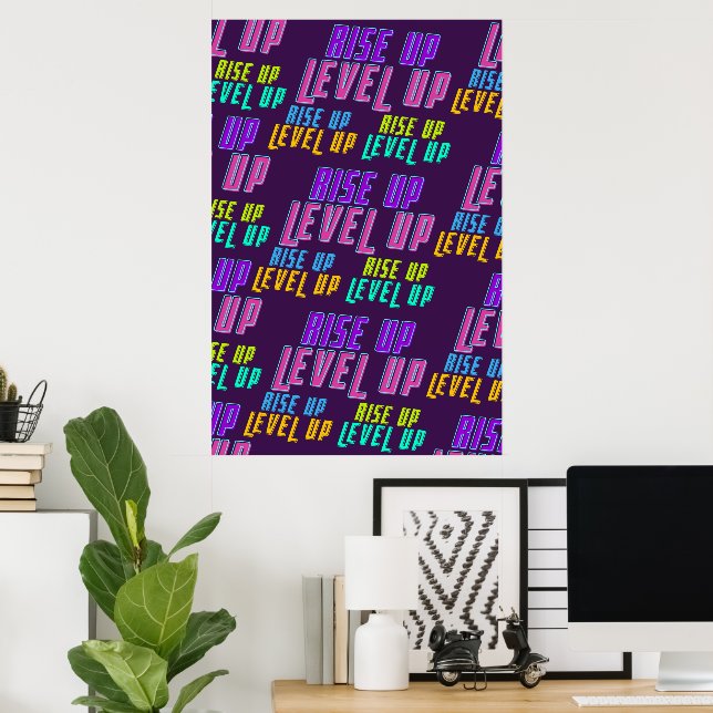Poster Aumente o nível para cima - Cotação positiva (Escritório em casa)
