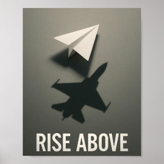 Poster Aumento Motivacional Avião de Papel Sombra de Jato