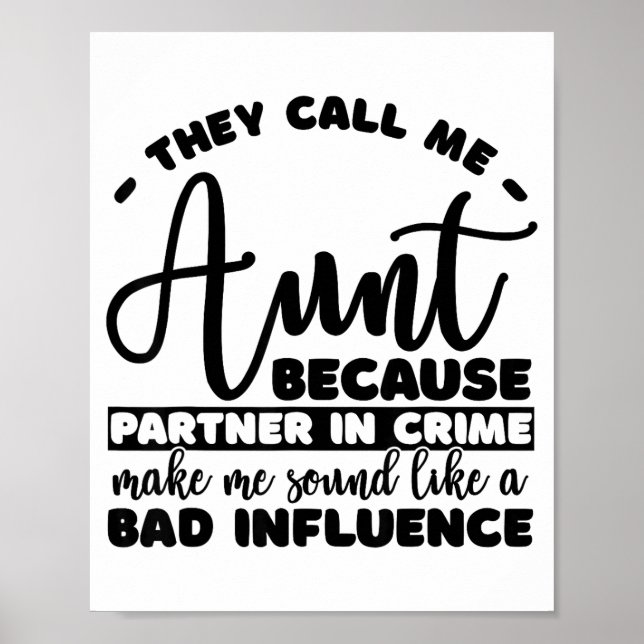 Poster Aunt Partner In Crime Shirt Aunt Tee Shirts Sarcas (Frente)