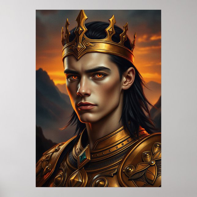 Poster Aurelius a Chama Solar - Rei Épico Dourado (Frente)