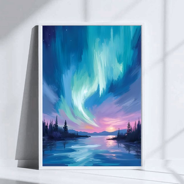 Poster Aurora Boreal Inverno Aquarela (Criador carregado)