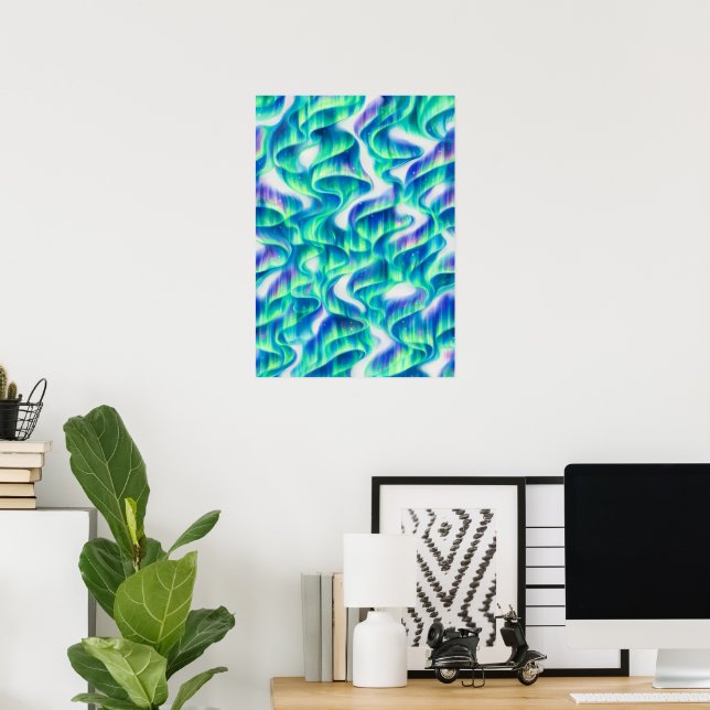 Poster Aurora Boreal Padrão Abstrato Luzes do Norte (Escritório em casa)