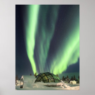 Póster Aurora boreal sobre Finlandia