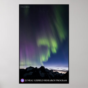 Poster Aurora boreal sobre o Juneau Icefield