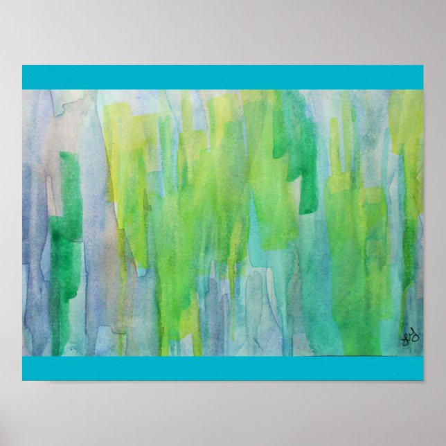 Poster Aurora Borealis abstrato aquarela (Frente)