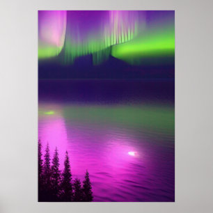 Poster Aurora Borealis sobre a Água
