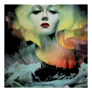 Póster Aurora de Clive Henry noite escura e colorida