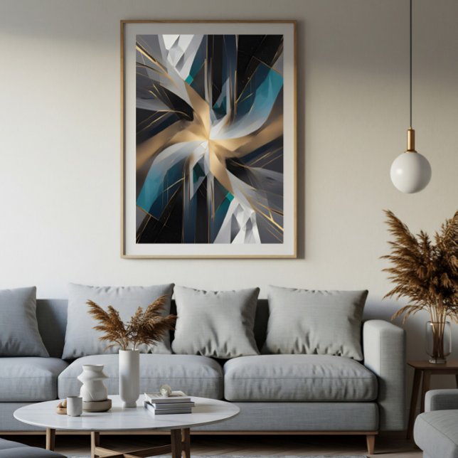 Poster Aurora Geométrica Dourada (Criador carregado)