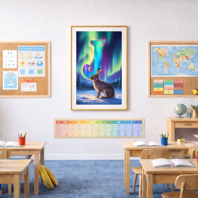 Póster Aurora Letter J Poster | Northern Lights Art Print (Criador carregado)