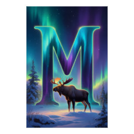 Póster Aurora Letter M Poster | Northern Lights Art