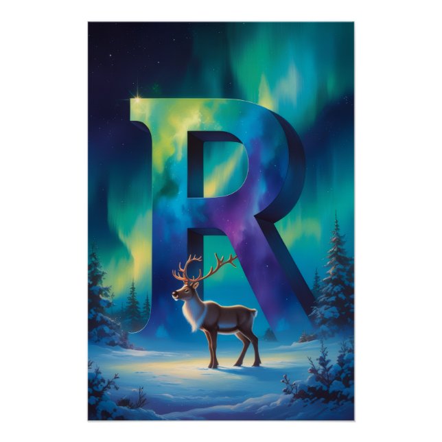 Póster Aurora Letter R Poster | Northern Lights Art (Frente)
