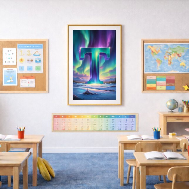 Póster Aurora Letter T Poster | Northern Lights Art (Criador carregado)