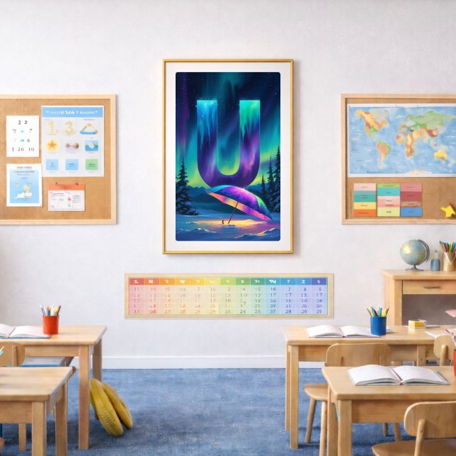 Póster Aurora Letter U Poster | Northern Lights Art (Criador carregado)