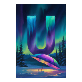 Póster Aurora Letter U Poster | Northern Lights Art