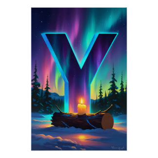 Póster Aurora Letter Y Poster | Northern Lights Art