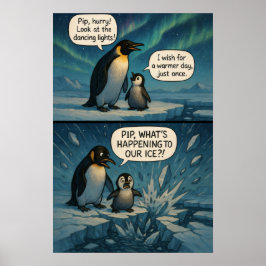 Poster Aurora Penguins Comic - Piada Engraçada das Mudanç
