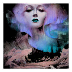 Póster Aurora por Clive Henry azul turquesa roxo noite