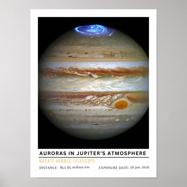 Poster Auroras na Atmosfera de Júpiter (Frente)