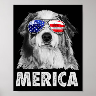 Poster Aussie australian shepherd 4 de julho merica