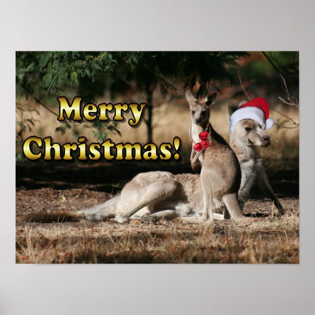 Póster Aussie Style Christmas Kangaroos (Frente)