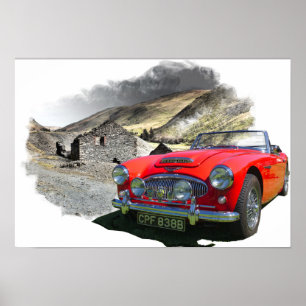 Poster Austin Healey 3000 nas montanhas galesas