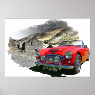 Poster Austin Healey 3000 nas montanhas galesas